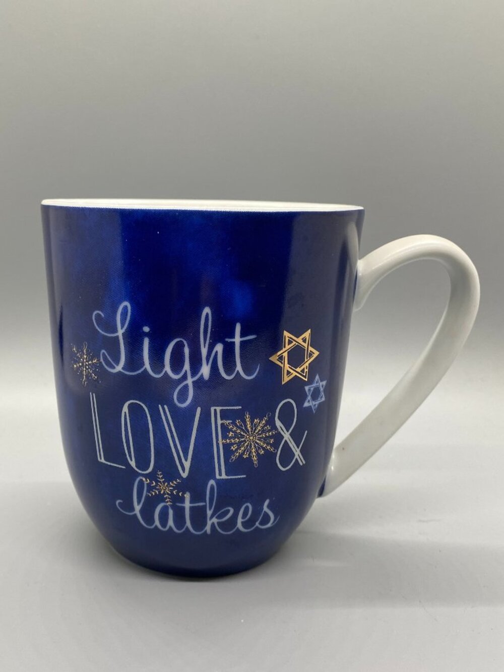 Blue Light Love and Latkes Festival of Lights Hanukkah Coffee Mug 10oz